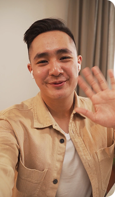 Job seeker waving